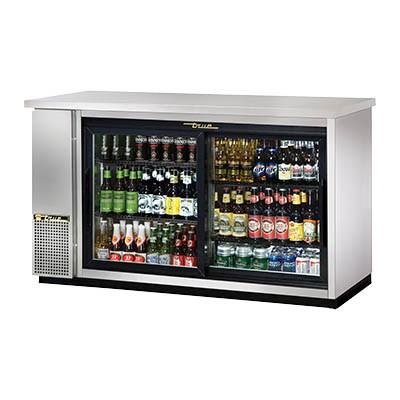 Two-Section Back Bar Refrigerator with (2) Sliding Glass Doors
