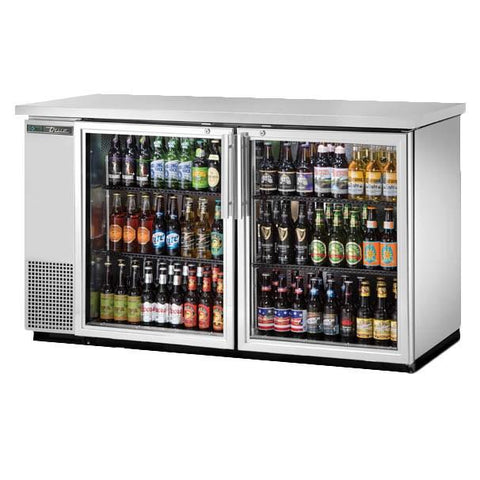 Two-Section Stainless Steel Back Bar Refrigerator with (2) Swinging Glass Doors