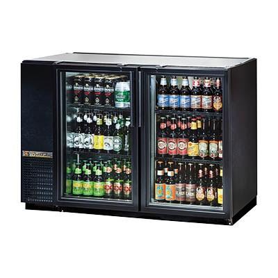 Two-Section Black Back Bar Refrigerator with (2) Swing Glass Doors