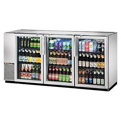 Stainless Steel Back Bar Refrigerator with (3) Swinging Glass Doors