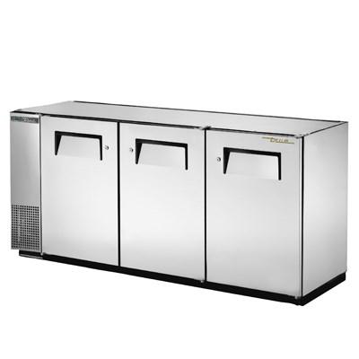 Stainless Steel Back Bar Refrigerator with (3) Swinging Solid Doors