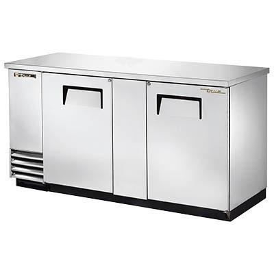 Two-Section Stainless Steel Back Bar Refrigerator with (2) Swinging Solid Doors