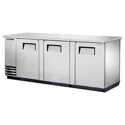 Three-Section Stainless Steel Back Bar Refrigerator with (3) Swinging Solid Doors