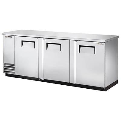 Three-Section Stainless Steel Back Bar Refrigerator with (3 Swinging Solid Doors