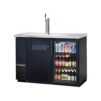 Combination Solid/Glass Swing Door 24" Back Bar/Direct Draw Beer Dispenser with LED Lighting & Hydrocarbon Refrigerant, Black, 115v