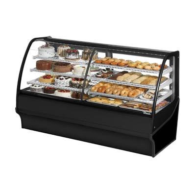  77.25" Full-Service Dual-Zone Bakery Case with Curved Glass - 4 Levels, 115v