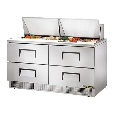 2-Section Sandwich/Salad Prep Table with Refrigerated Base, 4 Drawers, 115v