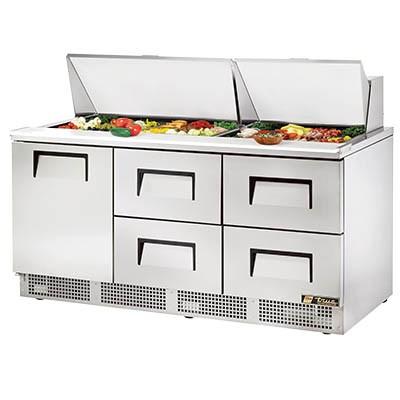 72" 3-Section Sandwich/Salad Prep Table with Refrigerated Base, Contains 4 Drawers, 115v