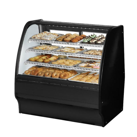 Non-Refrigerated Merchandiser Dry 48-1/4"L, Curved Glass with 6 Shelves Total,115v