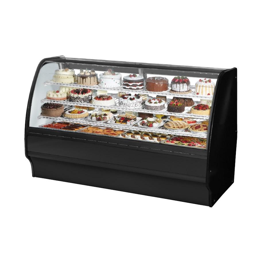 True TGM-R-77-SM/SM-B-W Refrigerated Merchandiser 77-1/4"L, Curved Glass Front with 6 Shelves Total, Black, 115v