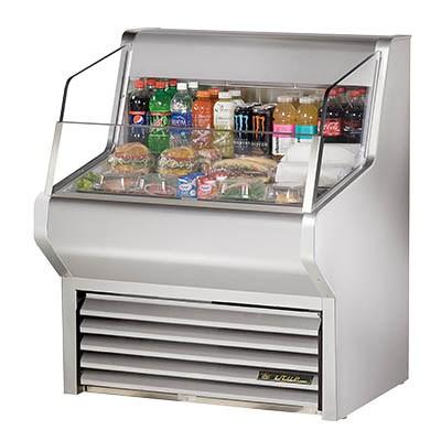 True THAC-36-S-LD 36" Horizontal Open Air Cooler with 3 Levels, LED Interior Lighting, Stainless Steel, 115v