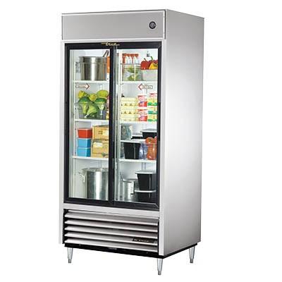 True TSD-33G-HC-LD 39.5" Two-Section Reach-in Refrigerator, 2 Sliding Glass Doors, 115v