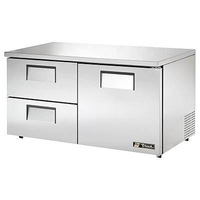True TUC-60D-2-LP-HC 15.5 Cu Ft Undercounter Refrigerator with 2 Sections, 2 Drawers & 1 Door, 115v