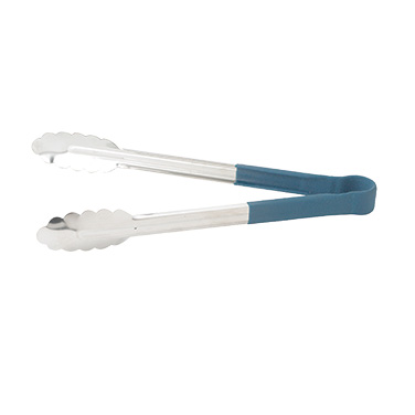 Winco UT-12HP-B 12"L Stainless Utility Tongs, Blue