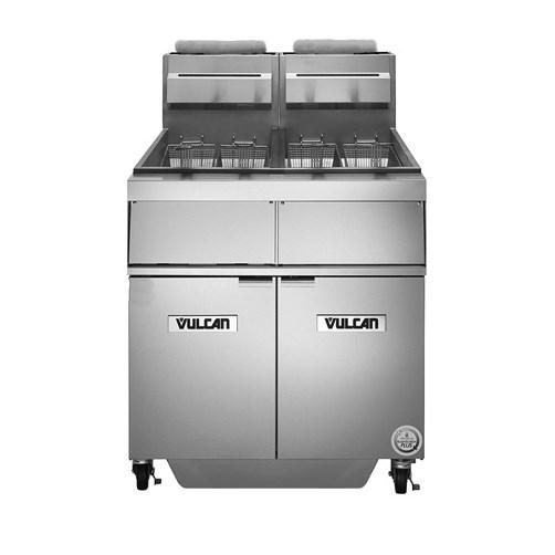 Vulcan 2GR45AF 90-100 Lb. Capacity 2-Unit Gas Fryer System with Solid State Filtration, 240,000 BTU, NSF