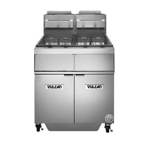Vulcan 2GR45AF 90-100 Lb. Capacity 2-Unit Gas Fryer System with Solid State Filtration, 240,000 BTU, NSF