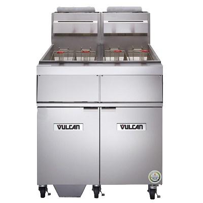 Vulcan 2GR65MF 130-140 Lb. Capacity 2-Unit Gas Fryer System with Filtration, 300,000 BTU, NSF