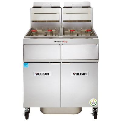 Vulcan 2TR45CF PowerFry3 90-100 Lb. Capacity 2-Unit Gas Fryer System with Filtration, 140,000 BTU, NSF