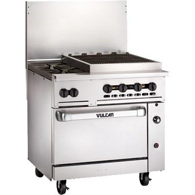 Vulcan 36C-2B24CBN Endurance 36" 2 Burner Gas Range, Charbroiler and Convection Oven, Natural Gas
