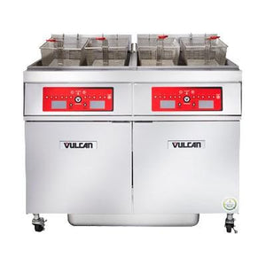 Vulcan 4ER50DF 200 Lb. Capacity 4-Unit Electric Floor Fryer System with Filtration, 480V