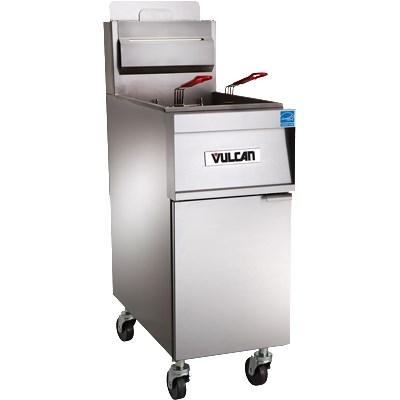 Vulcan 4TR45CF PowerFry3 180-200 Lb. Capacity 4-Unit Gas Fryer System with Filtration, 280,000 BTU, NSF