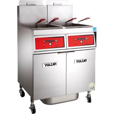 Vulcan 4VK45DF PowerFry5 180-200 Lb. Capacity 4-Unit Gas Fryer System with Filtration, 280,000 BTU, NSF