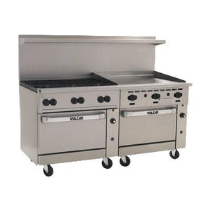 Vulcan 72SS-6B36GT Endurance 6 Burner 72" Gas Range with 36" Thermostatic Griddle, 2 Standard Oven Bases