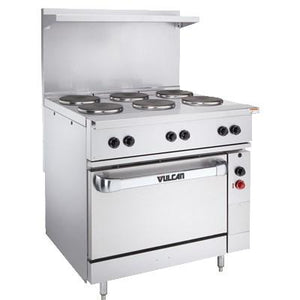 Vulcan EV36S-4FP12G208 36" Electric Range with Standard Oven, 4 French Plates and 12" Griddle, 208v