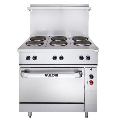 Vulcan EV36S-4FP1HT208 36" Electric Range with Standard Oven, 4 French Plates and 1 Hot-Top, 208v