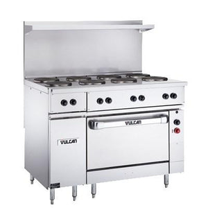 Vulcan EV48S-4FP24G240 48" Electric Range with Standard Oven, 4 French Plates and 24" Thermostatic Griddle, 240v