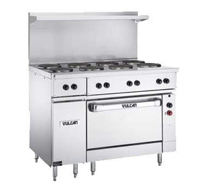 Vulcan EV48SS-8FP-208 48" Electric Range with 2 Standard Ovens and 8 French Plates, 208v