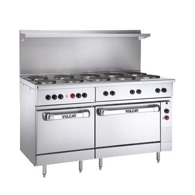 Vulcan EV60SS-10FP-208 60" Electric Range with 2 Standard Ovens and 10 French Plates, 208v