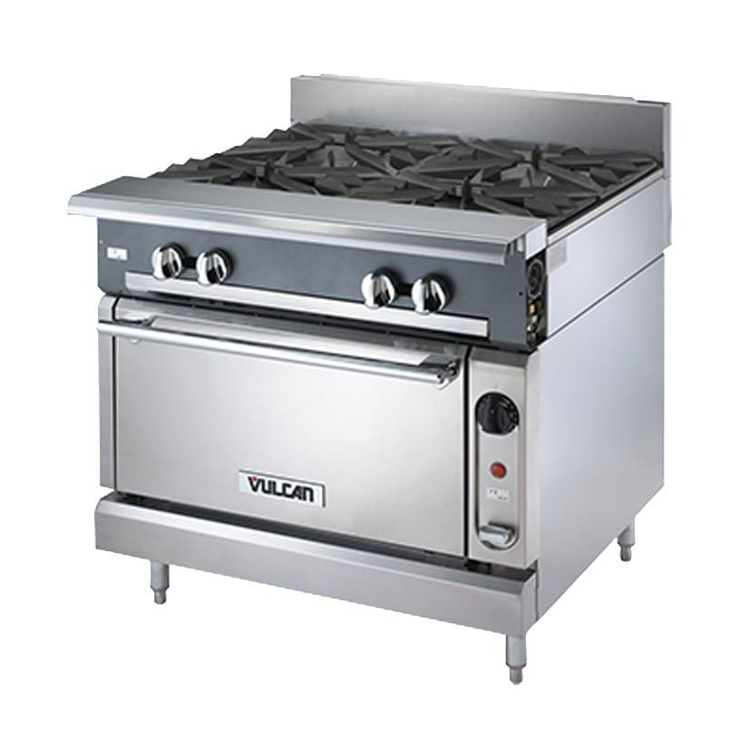 Vulcan V2BG4TC Heavy Duty Range, 36"W, Convection Oven, 2 Burners, 24" Thermostatic Griddle