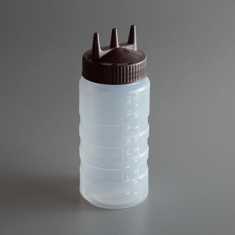 Vollrath 3316-1301 Tri Tip™ Squeeze Bottle - 16 Oz., Clear Bottle / Brown Cap
