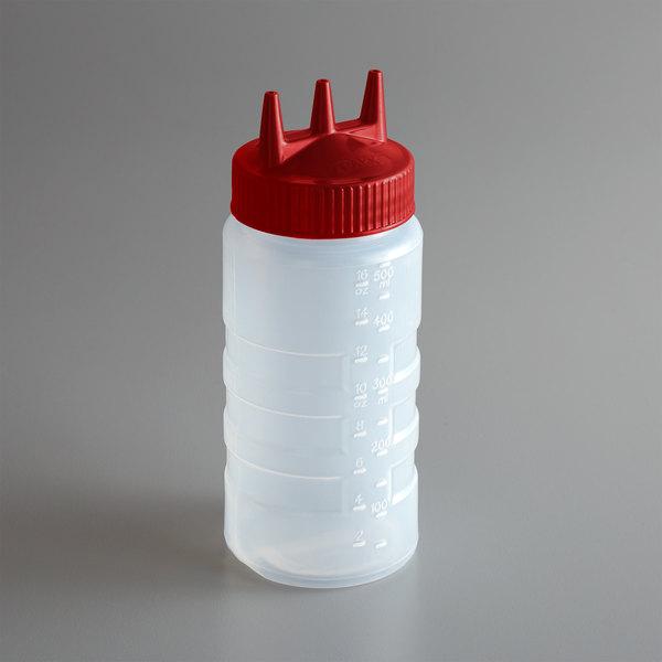 Vollrath 3316-1302 Tri Tip™ Squeeze Bottle - 16 Oz., Clear Bottle / Red Cap