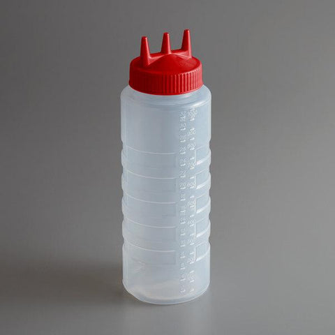 Vollrath 3332-1302 Tri Tip™ Squeeze Bottle - 32 Oz., Clear Bottle/ Red Cap