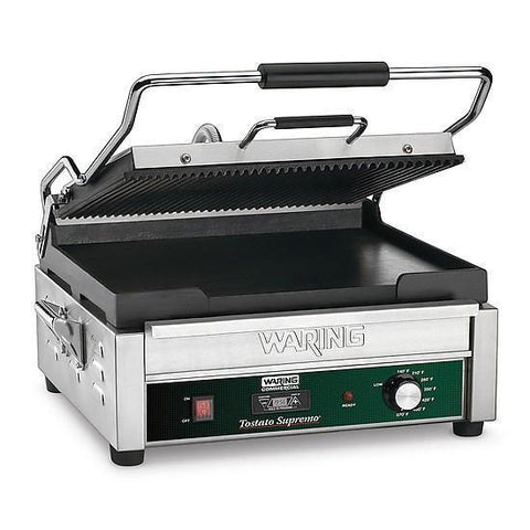 Waring WDG250T Dual Surface Panini Grill, ribbed top & flat bottom grill, 120v, 15amps