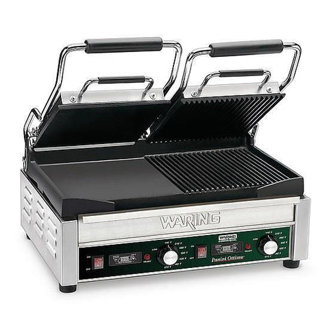 Waring WDG300T Dual Surface Panini Grill, half ribbed & half flat grill, 240v/60/1-ph