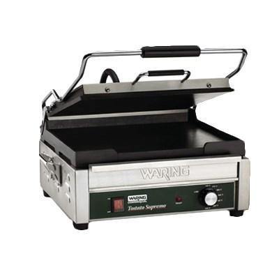 Waring WFG275 Single Commercial Panini Press, Cast Iron Smooth Plates, 120v/60/1-ph