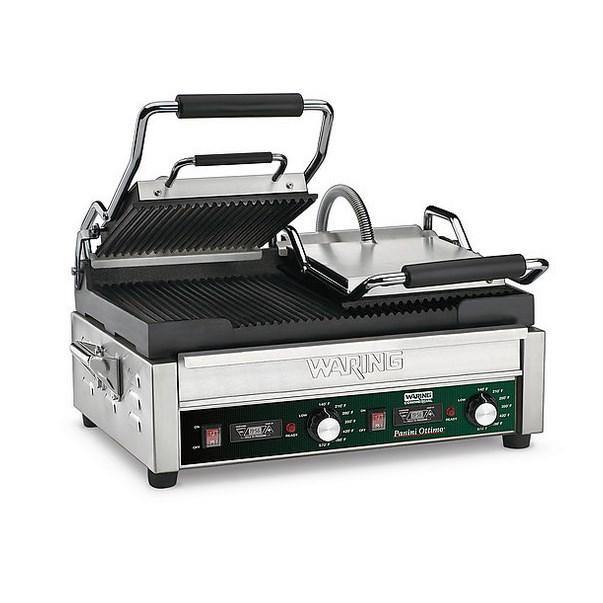 Waring WPG300T Dual Panini Grill, ribbed cast iron plates, 240v/60/1-ph