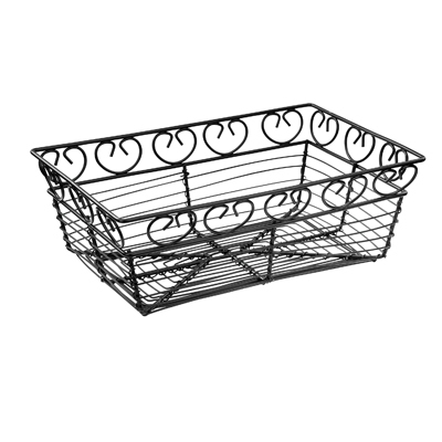 Winco WBKG-9 Bread/Fruit Basket, rectangular, 9" x 5-7/8" x 3"H, wire construction, black