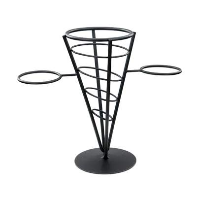Winco WBKH-5 French Fry Basket, 4-5/8" dia. x 9-3/8"H, round, holds (2) 2 oz. 2-5/8" dia. ramekins, conical, wire, black