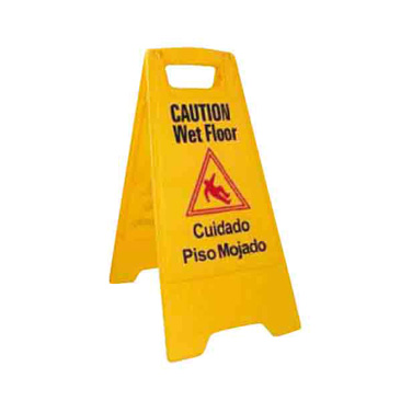 Winco WCS-25 Wet Floor Caution Sign, 12" x 25" high, English/Spanish, yellow
