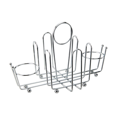 Winco WH-1 Condiment Holder, chrome plated wire with ball feet and center clip, accommodates sugar packet holders and salt/pepper shaker (G-110 and G-111)