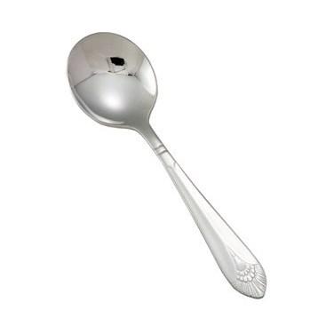 Winco 0031-04 Bouillon Spoon 6", Stainless Steel, Extra Heavy Weight, Peacock Style