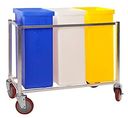 Winholt 148PIB Ingredient Bin, Triple assembly, 3 clear covers, polyethylene, capacity 225 lbs., aluminum frame with large 5" casters
