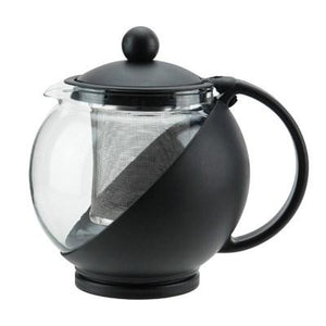 Winco GTP-25 25 Oz Glass Teapot With Infuser Basket, Black