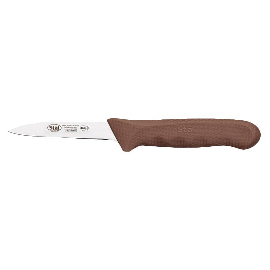 Winco KWP-30N Paring Knife With Brown Handle 3-1-/4"