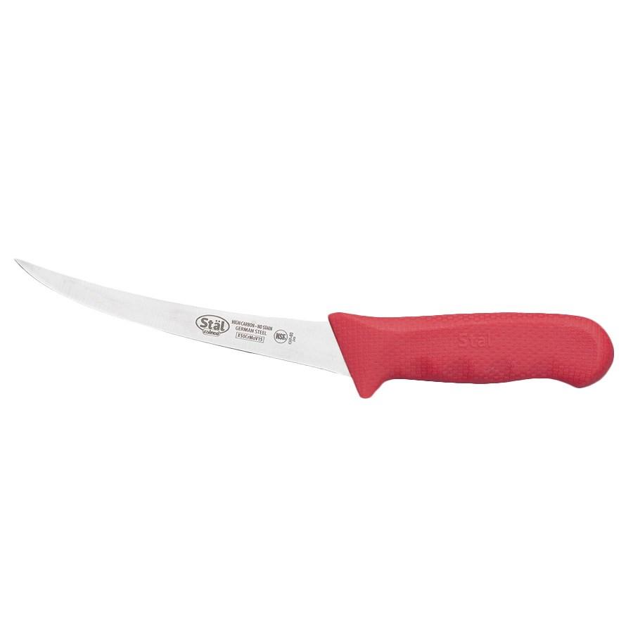 Winco KWP-60R Stal 6” Boning Knife, Flexible, Red