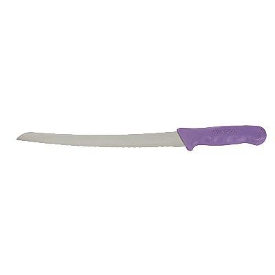 Winco KWP-91P Stal 10-1/8" Blade Bread Knife, Curved, Purple